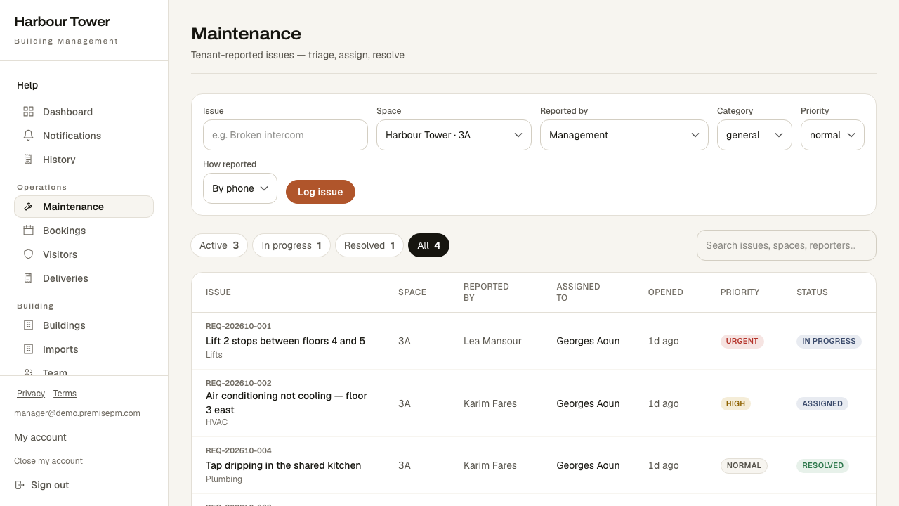 The maintenance queue: what is broken, and who has it